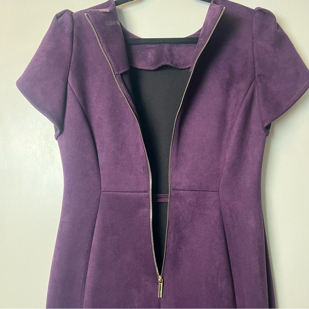 Calvin Klein Women’s Tulip-Sleeve Scuba-Crepe Sheath Dress Back Zip Midi Sz 8 - Picture 7 of 9